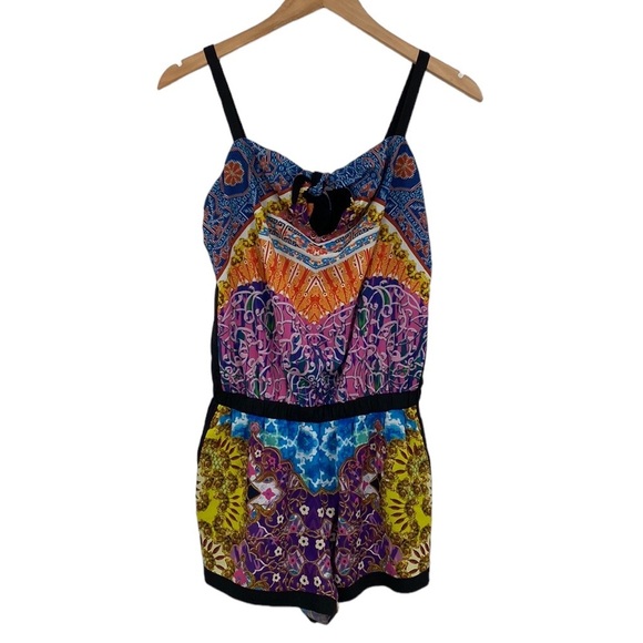 Hale Bob Cabana Romper Womens XS Multi Floral Colorblock - Picture 1 of 13